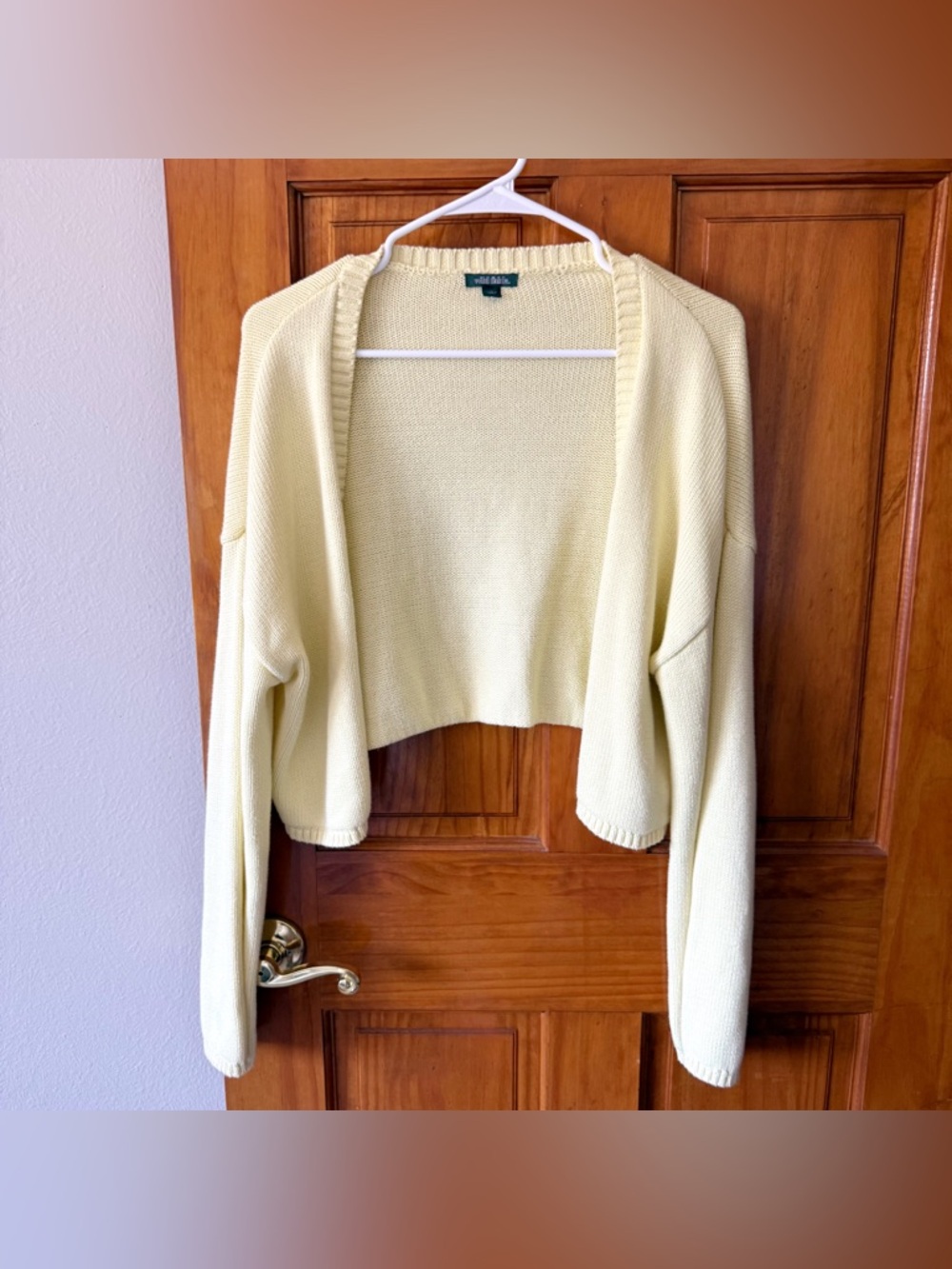 Wild Fable Light Yellow Crop Open Cardigan Women’s Size Large